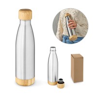 Garrafa em aço inox com tampa em bambu 550 mL Pçs Personalizado -94336